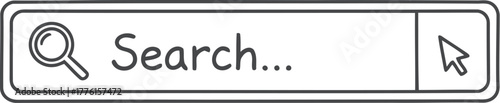 Hand drawn search bar with magnifying glass and cursor icon