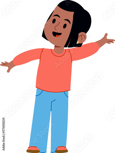 Joyful Girl with Open Arms