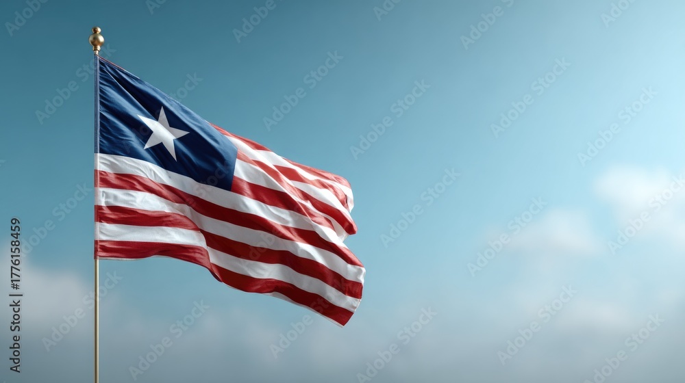 Fototapeta premium Red White Blue Star Flag PNG Photo 