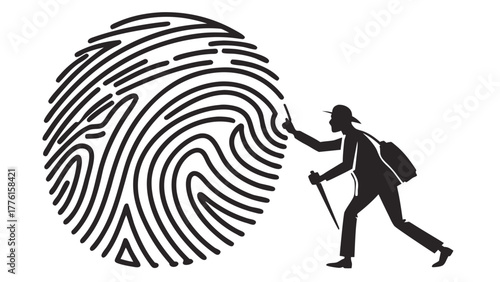 Determined explorer discovers unique identity and personal journey through detailed fingerprint exploration and discovery