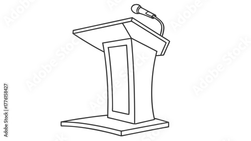 Professional podium with microphone ready for powerful presentations and impactful speeches, conveying authority and clear communication for any event.