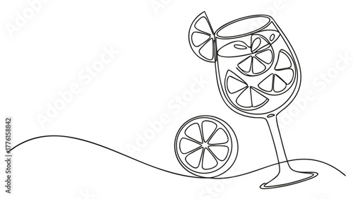 Refreshing citrus gin cocktail with ice and lemon slices in elegant glass, perfect for summer vibes and bar promotions