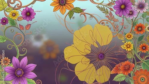 Artistic Backdrop Featuring Stylized Floral Motifs and
