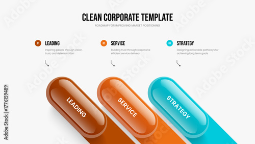 Business Forecast Three Option Diagram Presentation Template. Corporate Performance Slide Layout Vector Illustration. Product Proposal 3 Step Infographic Frame Design.