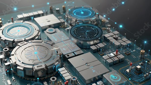 digitally generated three-dimensional rendering illustrating the complex internal processor and core concept of a futuristic quantum computing