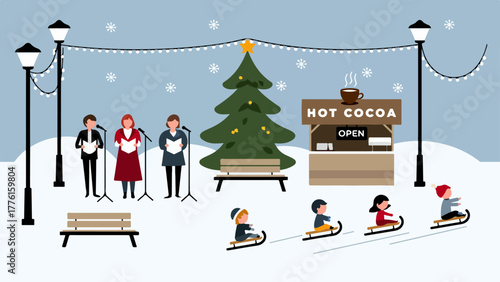 Caroling Under Fairylights — Hot Cocoa & Sledding Christmas Park