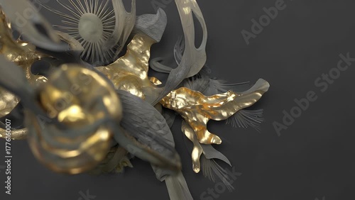 Artistic and Textured Backdrop Created Manually with Rich Metallic Tones and Abstract