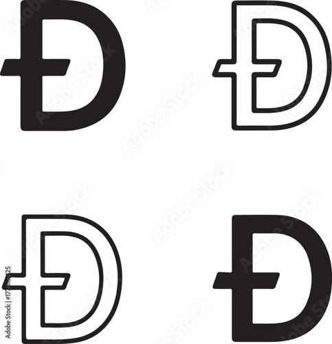 Isolated dirham money symbol icons set, black solid line outline filled minimal thin stroke dirham vector, currency finance symbol, editable UAE, business, banking, economy, money design