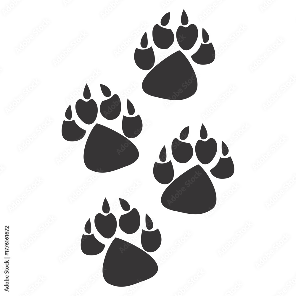 Fototapeta premium Animal Paw Prints Vector � Black Tracks for Halloween or Pets