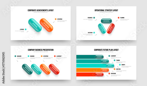 Service Briefing 2 3 4 5 Element Infographic Slide Layout Set. Market Insight Two Three Four Five Step Diagram Frame Template Vector Illustration Bundle.