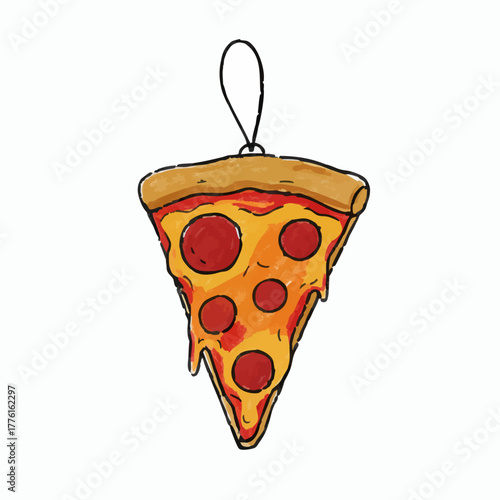 Crayon Drawing of a Pizza Slice Ornament