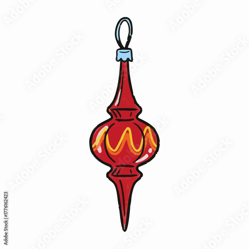 Crayon Drawing of a Red Finial Ornament