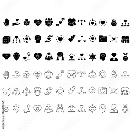 Volunteer icon vector set. Community service  illustration sign collection. helping symbol. donation logo.