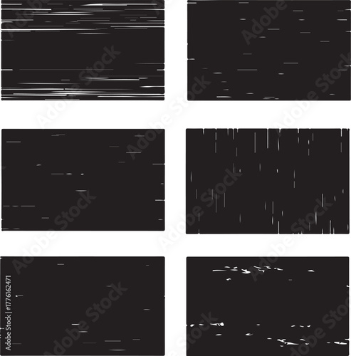 Black and white grunge texture set with varied brushstrokes