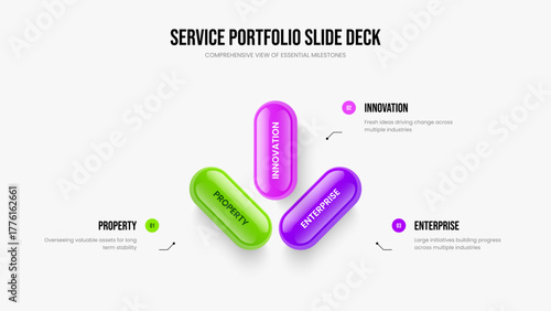 Company Introduction Slideshow Layout Vector Illustration. Sales Launch 3 Element Infographic Presentation Template. Product Showcase Three Step Diagram Frame Design.