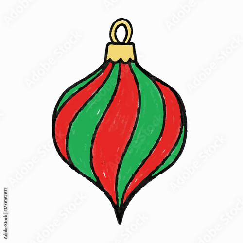 Crayon Drawing of a Striped Finial Ornament