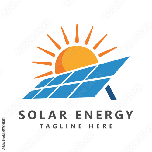Solar energy logo or icon vector solar panel sign
