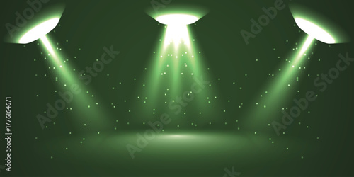 Green Sci Fi UFO Beam Light Scene
