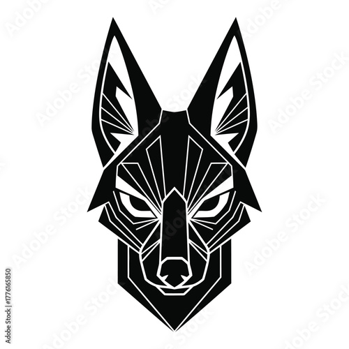 Golden Jackal head geometric logo vector