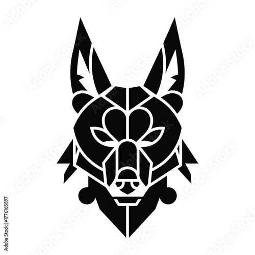 Golden Jackal head polygonal mascot logo