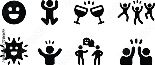 celebratory icons set joyful people happy icon vector design illustration