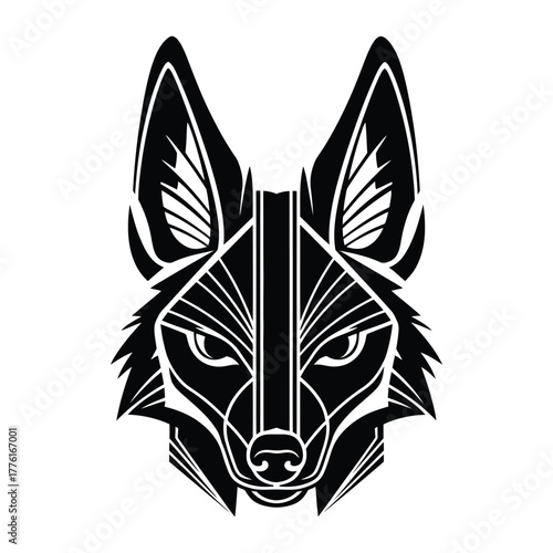 Wolf head geometric black illustration vector mascot