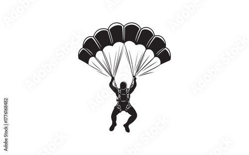 Parachute Skydiver Silhouette Illustration for Adventure and Sport Design