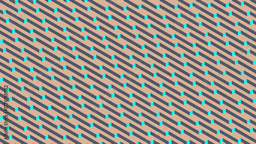 Abstract geometric voxel pattern made of cube shapes arranged in axonometric projection with beige gray cyan colors. Voxel art illustration. Minimal geometric voxel digital texture for abstract design