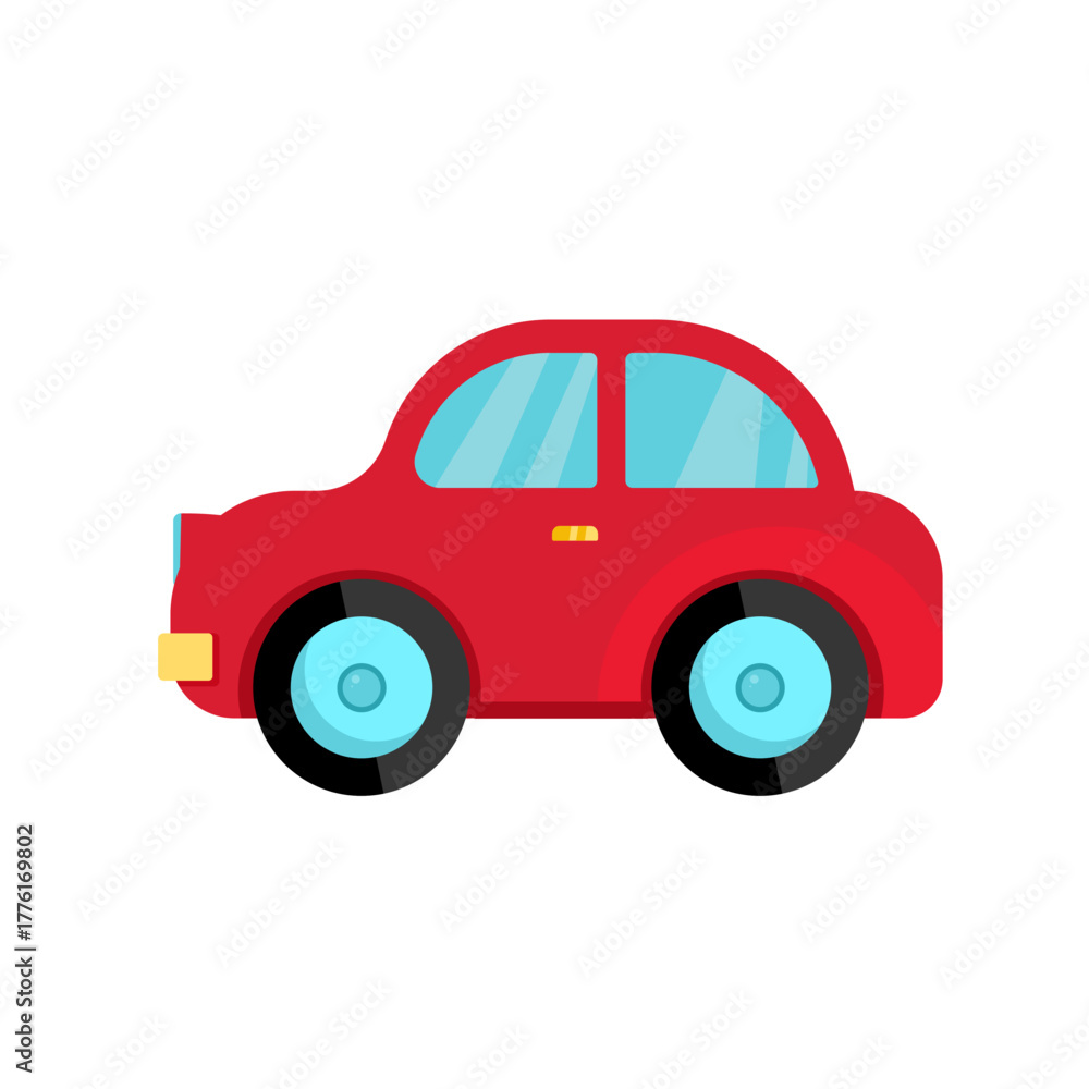 Fototapeta premium Red cartoon car vector illustration