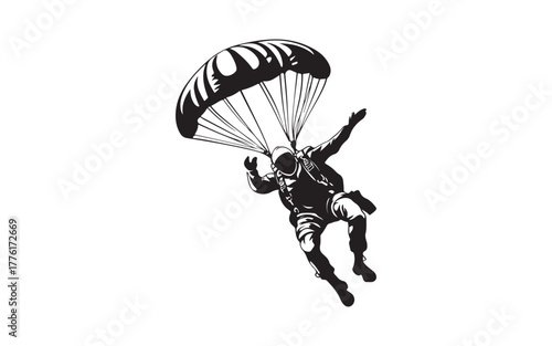 Parachute Skydiver Silhouette Illustration for Adventure and Sport Design