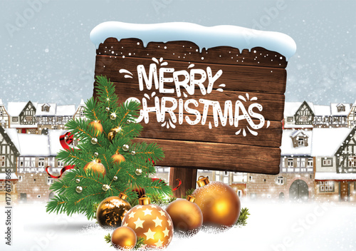 Christmas greeting card. The inscription 