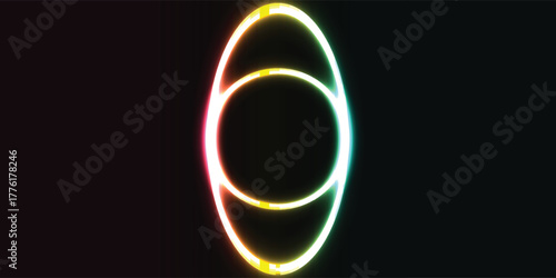 Vibrant glowing elliptical rings with a colorful gradient on a black background.