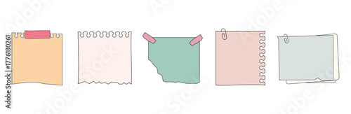 Torn Edge and Spiral Bound Pastel Notes for Creative Stationery and Decorative Scrapbook Projects