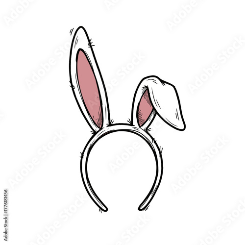 Bunny ears headband with dusty pink inner ear, minimalist vector
