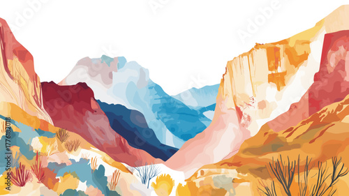 Colca Canyon. Colca Canyon hand drawn watercolor illustration
