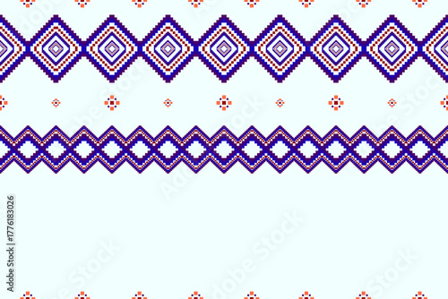 Ikat ethnic geometric abstract embroidery oriental traditional seamless pattern. Native geometry decorative design for fabric, clothing, wallpaper, background, interior, decoration, illustration