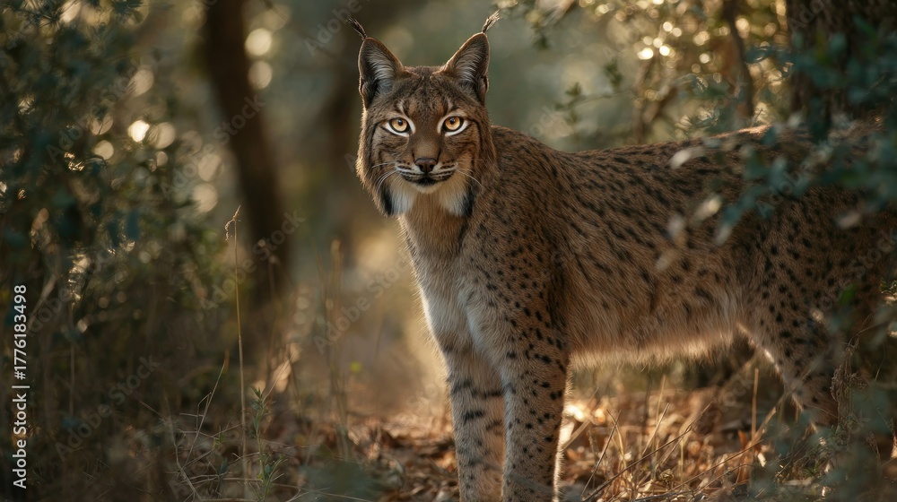 Obraz premium Wilderness lynx in sunlight