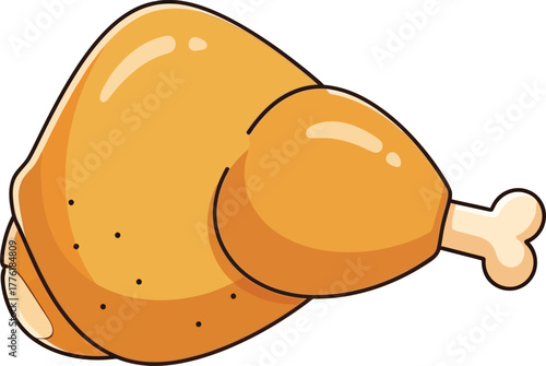 Golden brown roasted chicken leg food meal delicious savory appetizing cuisine culinary feast isolated on transparent background