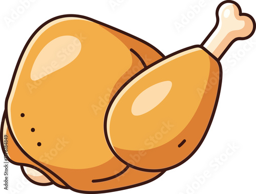 Delicious roasted chicken food artwork for culinary themes and restaurant menus isolated on transparent background