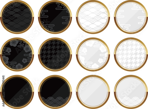 高級感のある和風フレーム12種セット　ブラック＆ホワイト