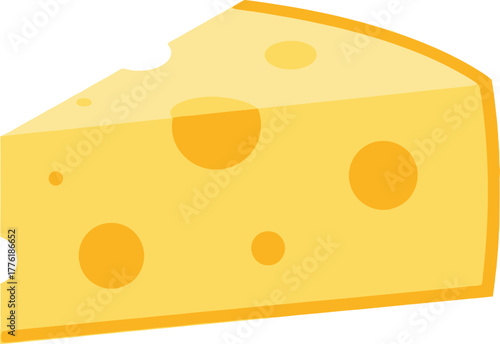 Delicious wedge of swiss cheese with holes perfect for food related projects isolated on transparent background