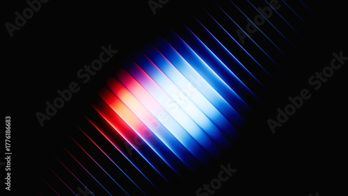 Wallpaper Mural 3d render. Abstract red and blue geometric background. Glowing neon diagonal lines. Ribbed glass wallpaper Torontodigital.ca