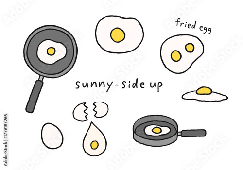 目玉焼きの手描きイラスト