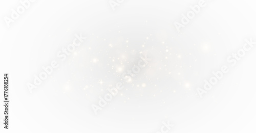 Glitter magic dust glow sparkle shining on golden festive particles background.
