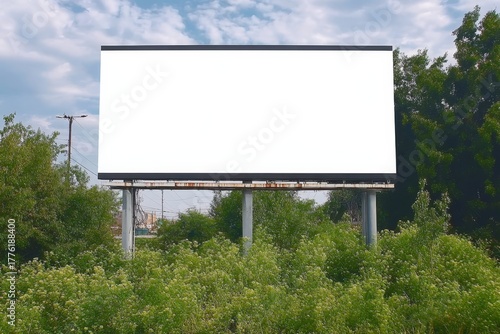 Wallpaper Mural Blank Highway Advertising Billboard for Messages Surrounded by Urban Architecture and Greenery Torontodigital.ca