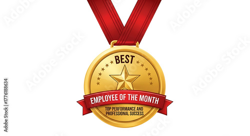 Gold medal award for Best Employee of the Month background