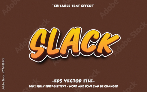 Slack text effect editable vector,with brown background, for your title game,tumbnail social media or advertising.