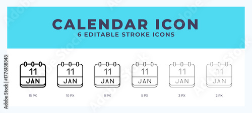 Calendar january vector icon for web and app. Editable stroke vector illustration