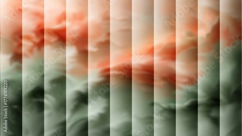 Canvas Print A mesmerizing abstract artwork featuring a harmonious blend of peach fuzz and sage hues, with soft, feathery brushstrokes and gentle texture, evoking a sense of whimsy gradient and freshness