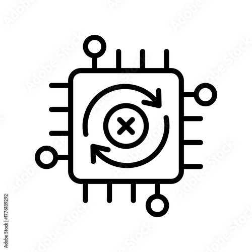 Icon for outdated firmware. There is a cross in the middle of the rotating arrow.